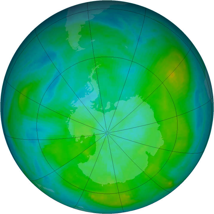 Antarctic ozone map for 06 March 1980